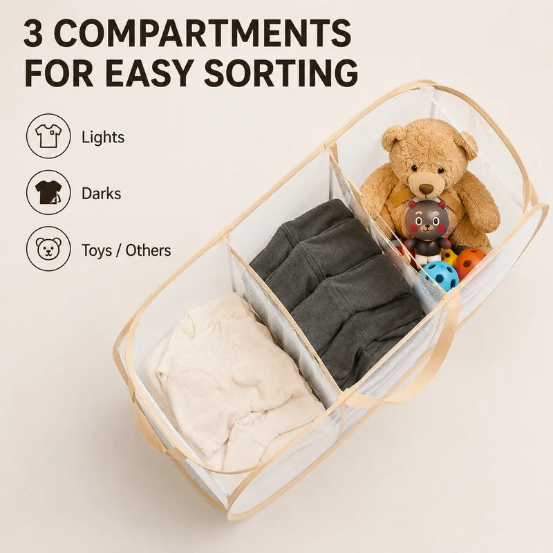 Large Capacity Kids Toy Storage Basket with Breathable Mesh Mesh Bag for Dolls and Laundry