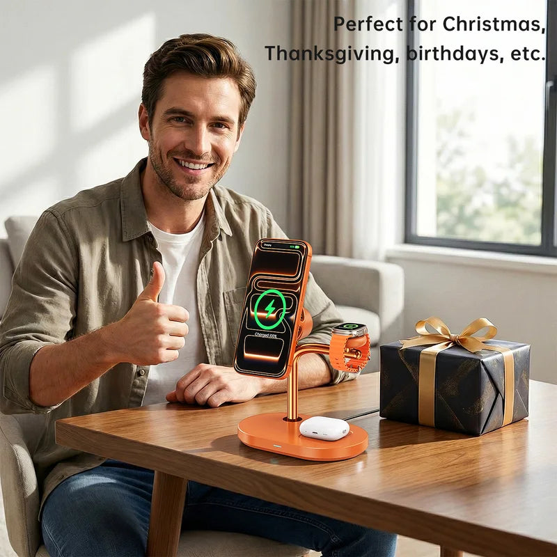 25W Wireless Charging Stand for iPhone, Samsung Galaxy, Apple Watch & Earbuds