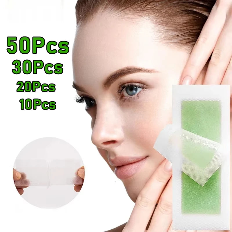 Depilatory Wax Strips for Hair Removal - Soft Cold Wax Paper for Face, Body, and Legs - 50/30/20/10 Pcs