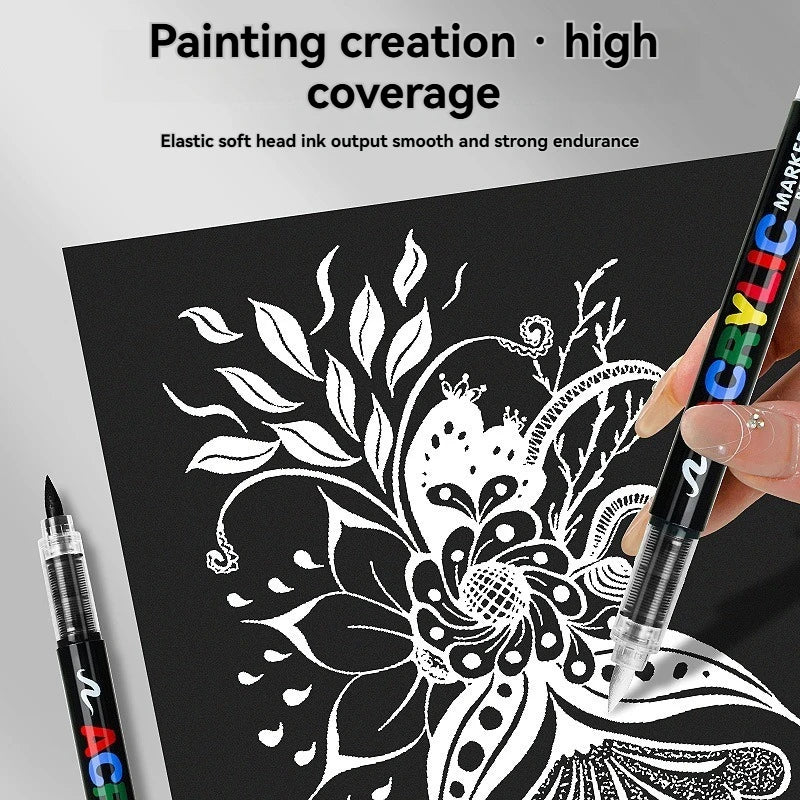 Acrylic Paint Pen Set 12 Colors Markers for Wood Canvas Rock Painting Gift - Black White Gold Silver