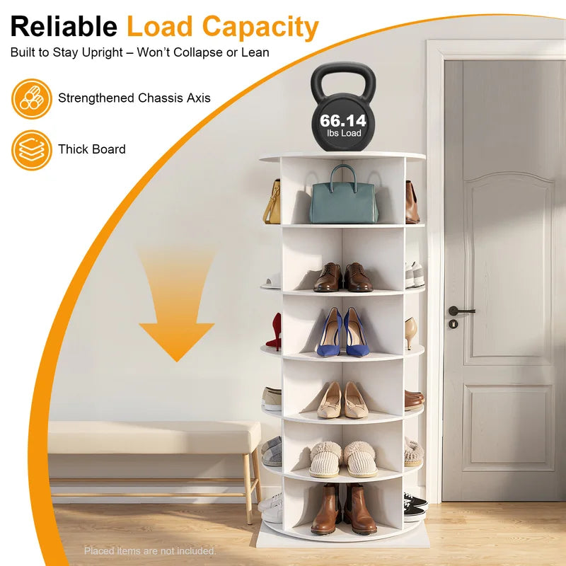 360° Rotating Shoe Rack 6-Tier Large Capacity Floor Organizer for Entryway