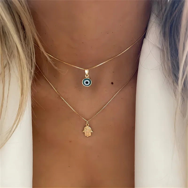 Minimalist Evil Eye Necklace for Women Turkish Blue Eyes Pendant Lucky Jewelry