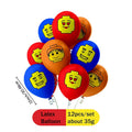 12 Inch Latex Building Block Theme Balloons for Party Decoration - Set of 12