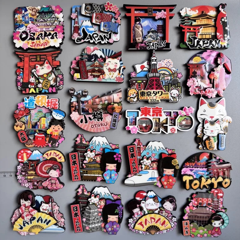 Japanese Landmark Refrigerator Magnets Set - Osaka Mount Fuji Tokyo Tower Hakone