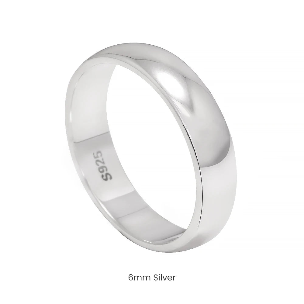 Custom Engrave Sterling Silver Ring for Women and Men - Wedding & Couple Band