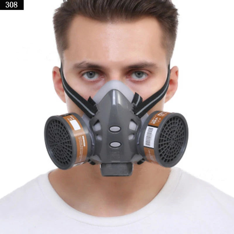 Full Face Gas Mask Respirator with Safety Glasses for Dust Gas Chemical Protection