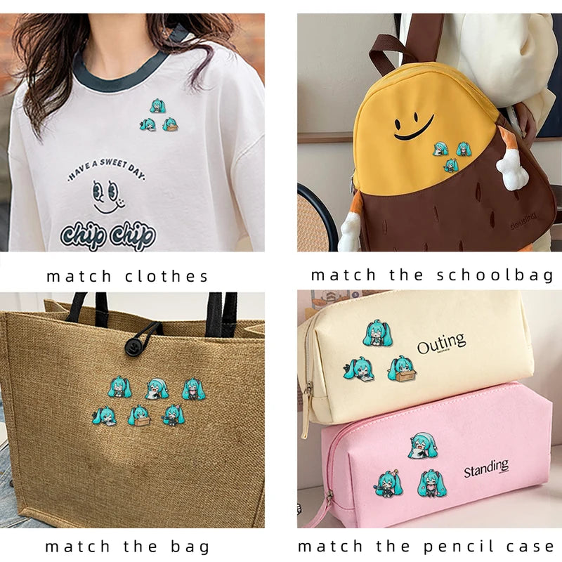 Kawaii Enamel Pin Set - Multi-Pose Vocaloid Anime Brooches for Backpack & Gift