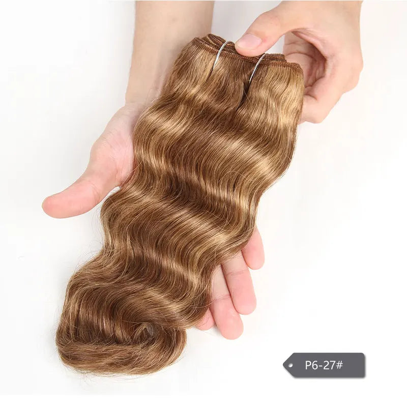 Brazilian Human Hair Extensions - Body Wave P4/27 P6/27 Ombre T1B/27, Double Drawn Remy Hair Bundles for Black Women