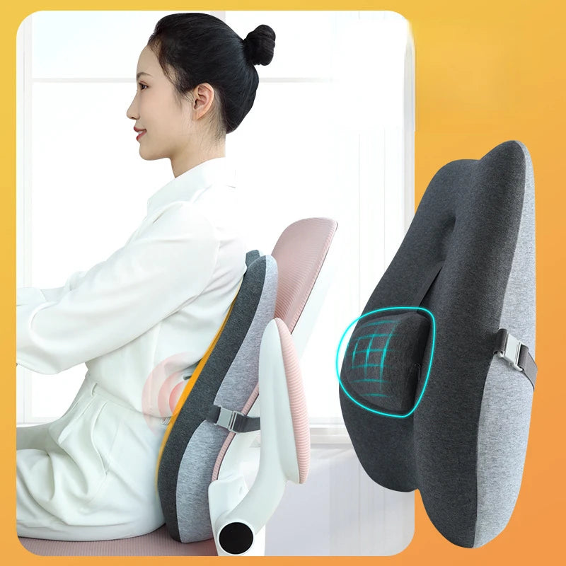 Adjustable Memory Foam Office Seat Back Pillow - Support Cushion for Lumbar & Comfort