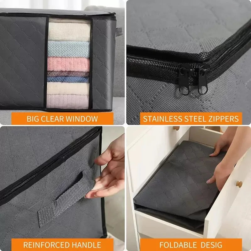 Large Capacity Clothing Storage Bags 3/6-Pack with Transparent Window and Zipper