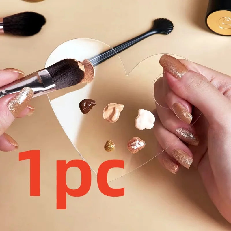 Acrylic Makeup Palette Square Heart-Shaped Cosmetic Mixing Plate Portable Art and Blending Tool