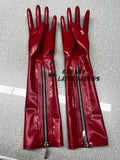 Black Latex Long Gloves with Zipper - Unisex Fashion & Costume Accessory