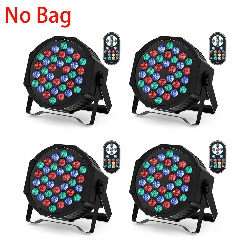 4-Pack RGB LED Stage Lights with Bag, DMX512, Voice & Remote Control