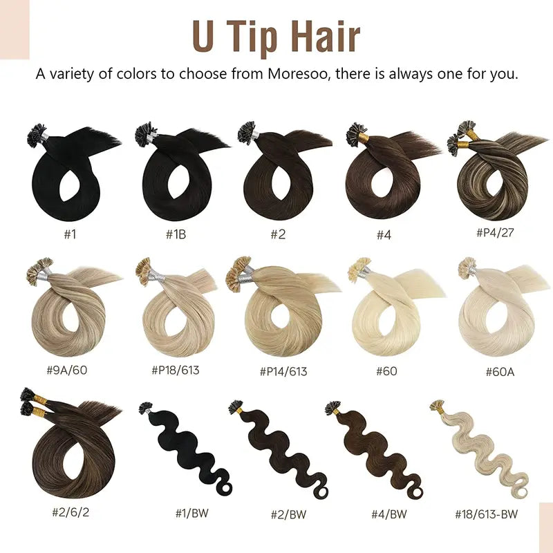 U Tip Hair Extensions - 100% Human Remy Blonde Brazilian Hair, Multiple Lengths & Quantities
