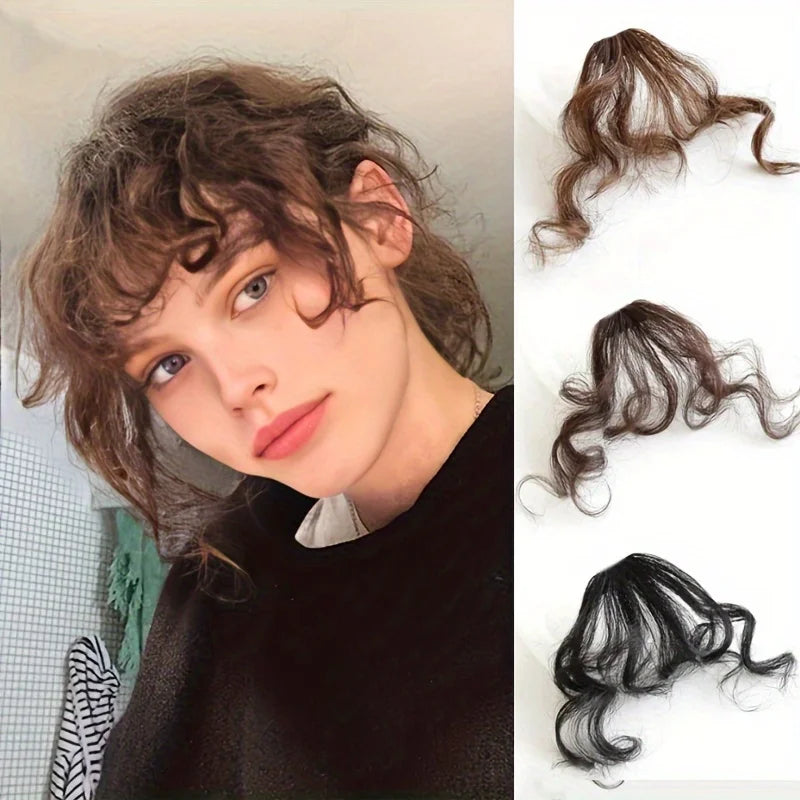 Fake Curly Air Bangs Clip-In Hair Extension Fringe for Women - Synthetic Hairpiece