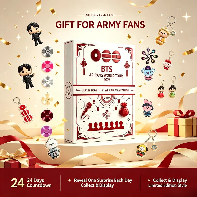 BTS Arirang World Tour 2026 Vinyl Record Keychain Set - BT21 Doll Pendant Collectible Gift
