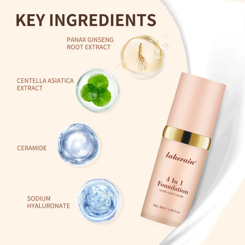 Color Changing Foundation 4-in-1 Moisturizer SPF 30 Waterproof Concealer