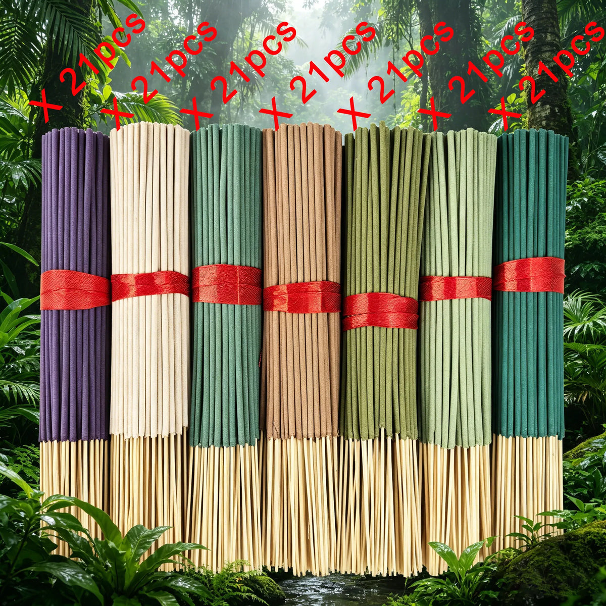Tropical Rainforest Essential Oil Incense Sticks - Long Lasting Fragrance Set of 21