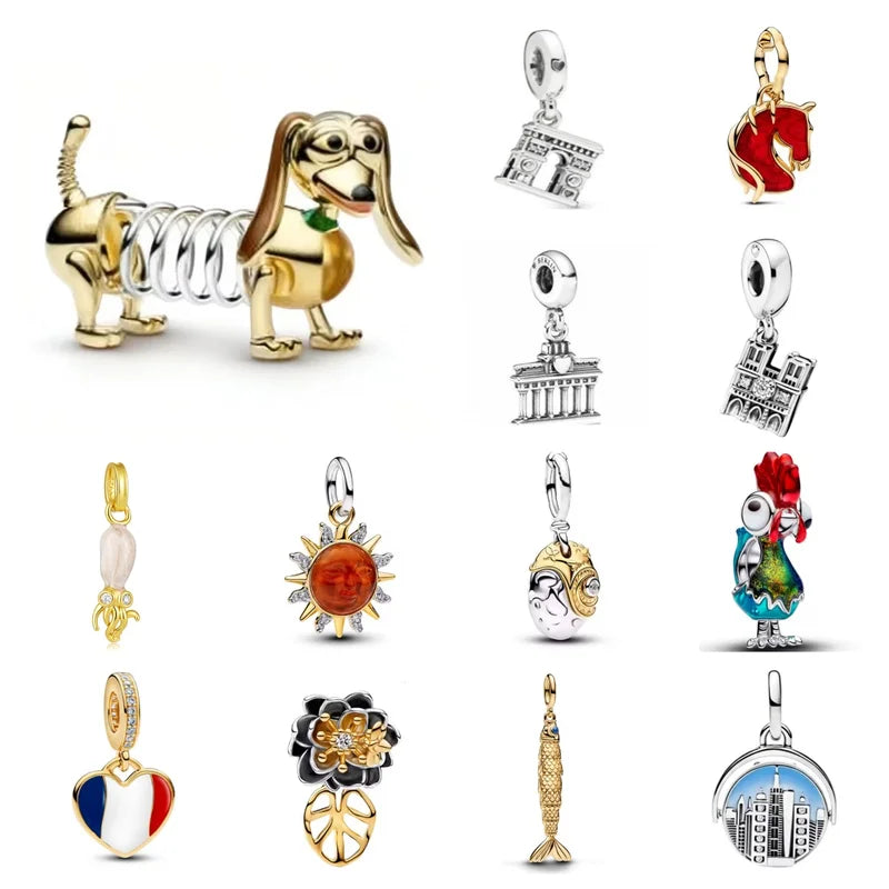 Charm Pendant Bead for DIY Jewelry Making 2026 Spring Dog Chicken Plate Gift