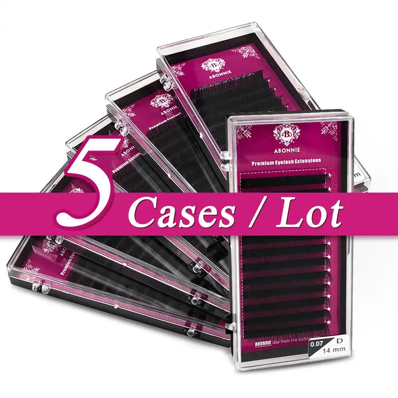5pcs Eyelash Extension Kit - Natural Fluffy Individual Lashes for Volume & Classic Styles