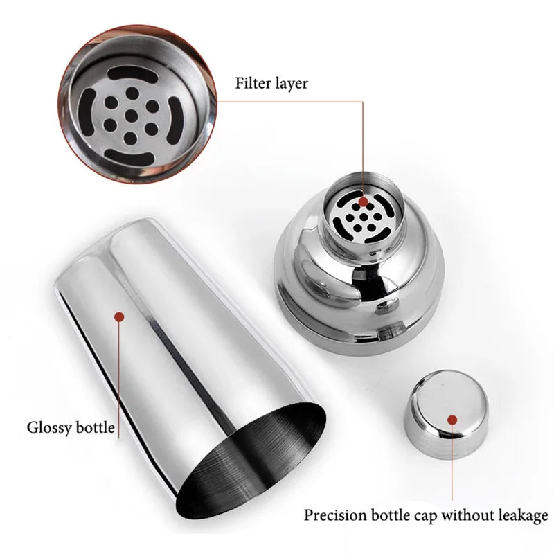 6/9pcs Stainless Steel Cocktail Shaker Bartending Barware Set with Storage Bag