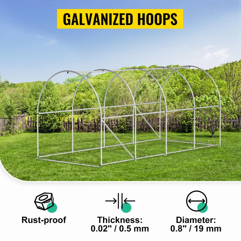 Walk-in Tunnel Greenhouse with Galvanized Frame & Waterproof Cover - Multiple Sizes