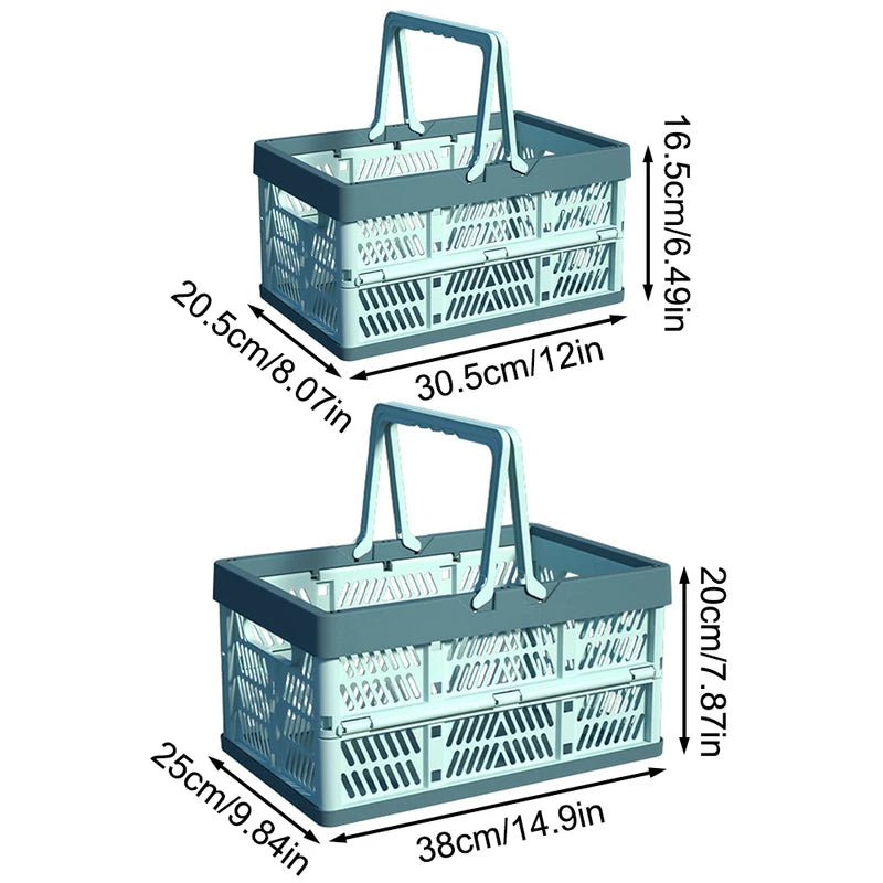 Foldable Plastic Storage Basket for Fruits and Vegetables - Portable, Space-Saving Design