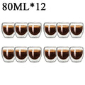Double Wall High Borosilicate Glass Mug Set - Heat Resistant Tea Coffee Water Cups