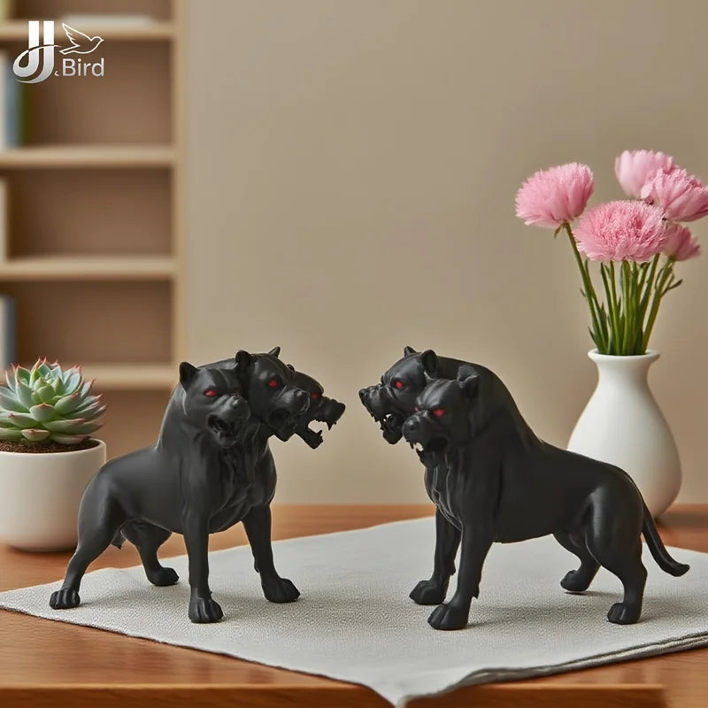 Gothic Three-Headed Dog Statue Ornament Halloween Thanksgiving Decor - Indoor & Outdoor