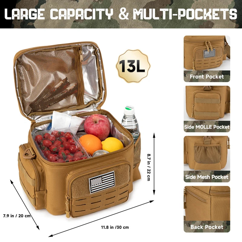 Men's Tactical Insulated Lunch Box - Heavy Duty Leak-Proof Work & Outdoor Bag
