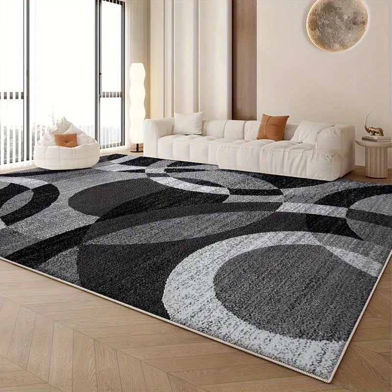 Geometric Non-Slip Rug for Living Room & Bedroom - Stain-Resistant Mat