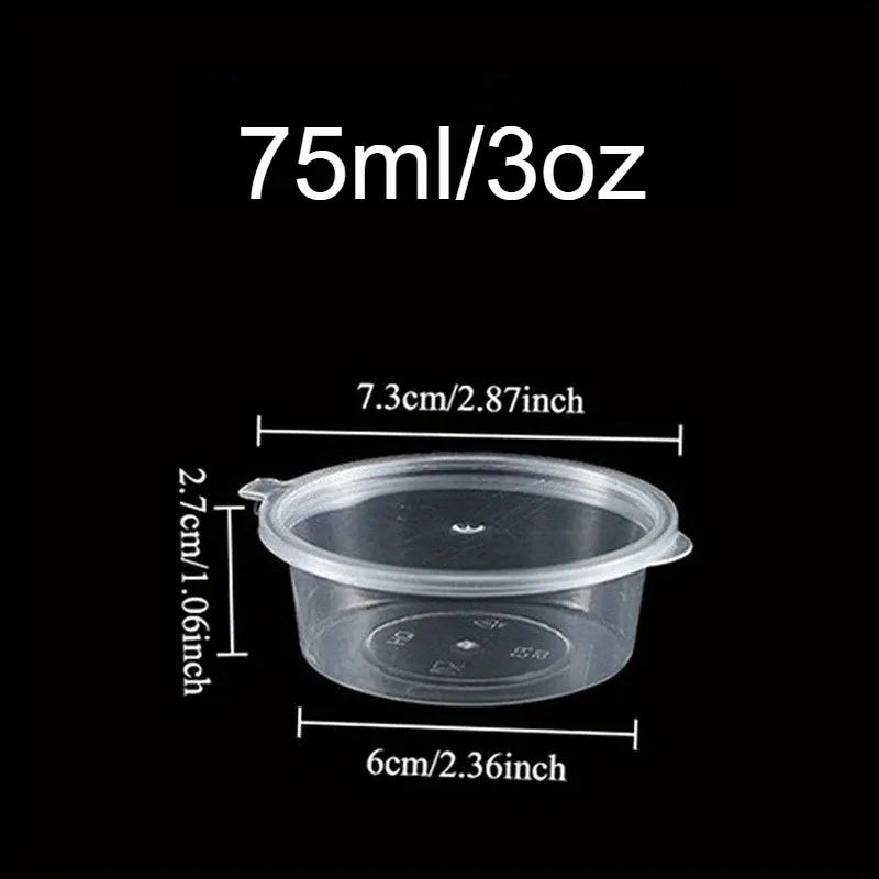 Disposable Sauce Cups with Lids - Leak-Proof Small Salad Dressing & Seasoning Containers, Bulk Pack