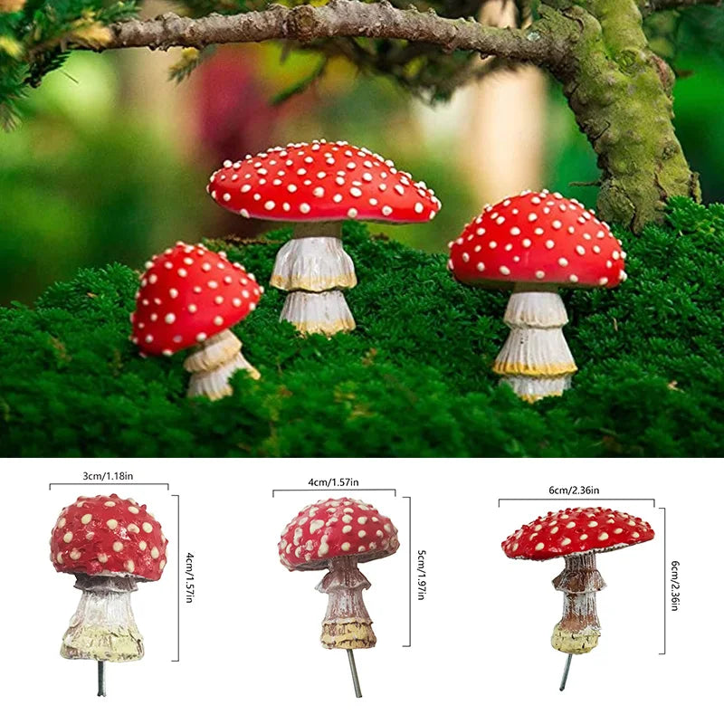 Glow in The Dark Mini Mushroom Ornaments Resin Fairy Garden Decor Set