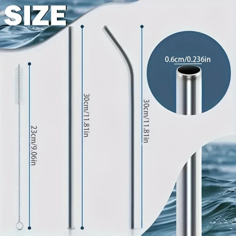 Reusable 30cm Stainless Steel Drinking Straw for Cocktails & Smoothies