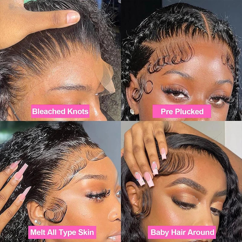 Deep Wave 13x4/6 Lace Frontal Human Hair Wig 200 Density Water Curly for Women