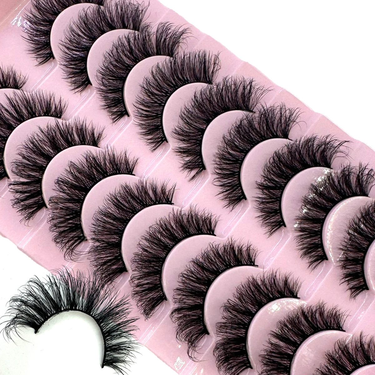 10 Pairs Fluffy Mink False Eyelashes - Natural Dramatic Look, Wispy & Long