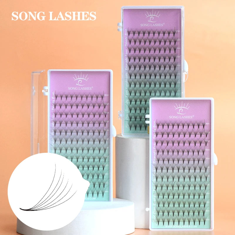 Premade Eyelash Fans 12 Rows Pointed Base for Lash Extensions - Professional Use