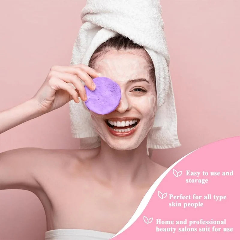 Face Wash Puff with Storage Box - Facial Cleansing Sponge for Makeup Removal