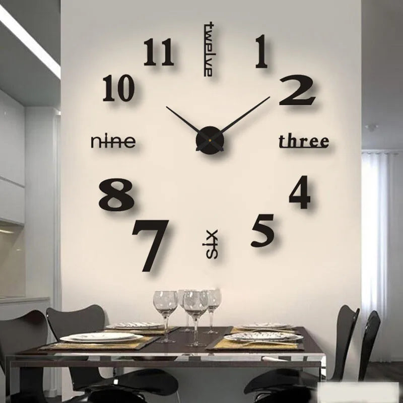 Large DIY Wall Clock Poster - 3D Number Art for Living Room & Bedroom Decor