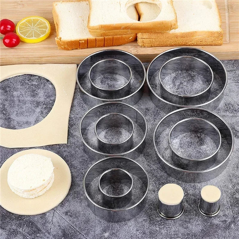 5-Piece Stainless Steel Biscuit and Dumpling Mold Set for Baking & Pastry Making