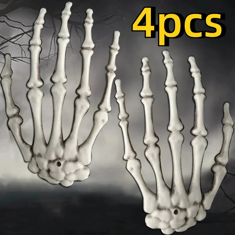 Realistic Skeleton Hand Skull Halloween Decor Prop - Zombie Haunted House Scary Plastic Decoration