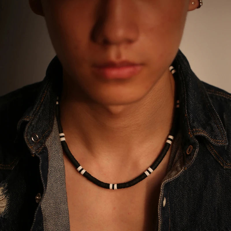 Geometric Bohemian Necklace for Men and Women - Soft Polymer Beads Jewelry