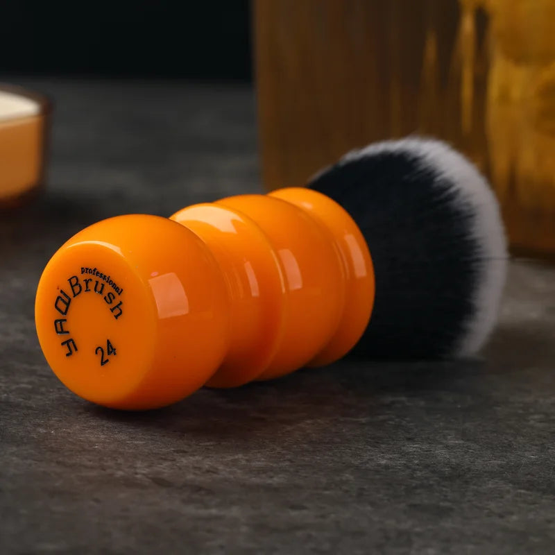 Synthetic Hair Shaving Brush with Orange Handle, 24mm Tuxedo Knot