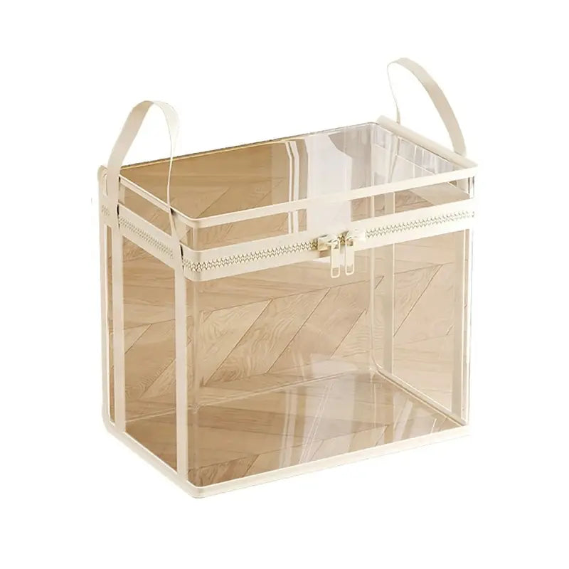 Large Transparent Doll Storage Bag with Handle and Zipper - Stackable Moisture-Proof Organizer Box