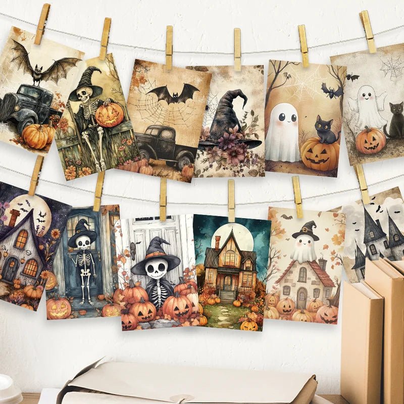 Vintage Halloween Postcard Set - Ghost Collectible Greeting Cards for Gift Giving