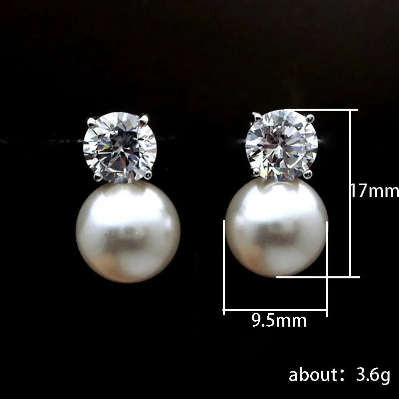 Dainty Pearl Stud Earrings for Women Silver Tone Wedding & Daily Wear Jewelry
