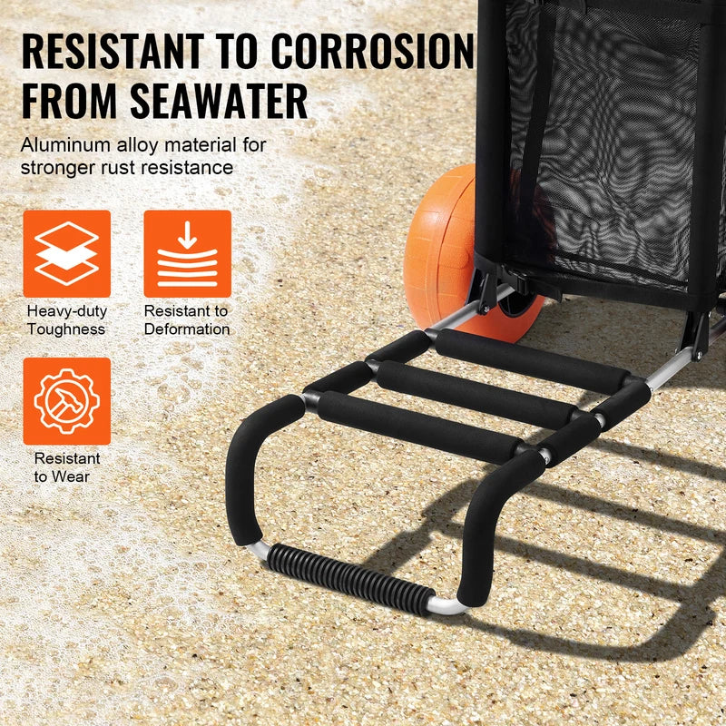 Heavy-Duty Beach Dolly Cart with Big Wheels and Adjustable Height for Sand Terrain
