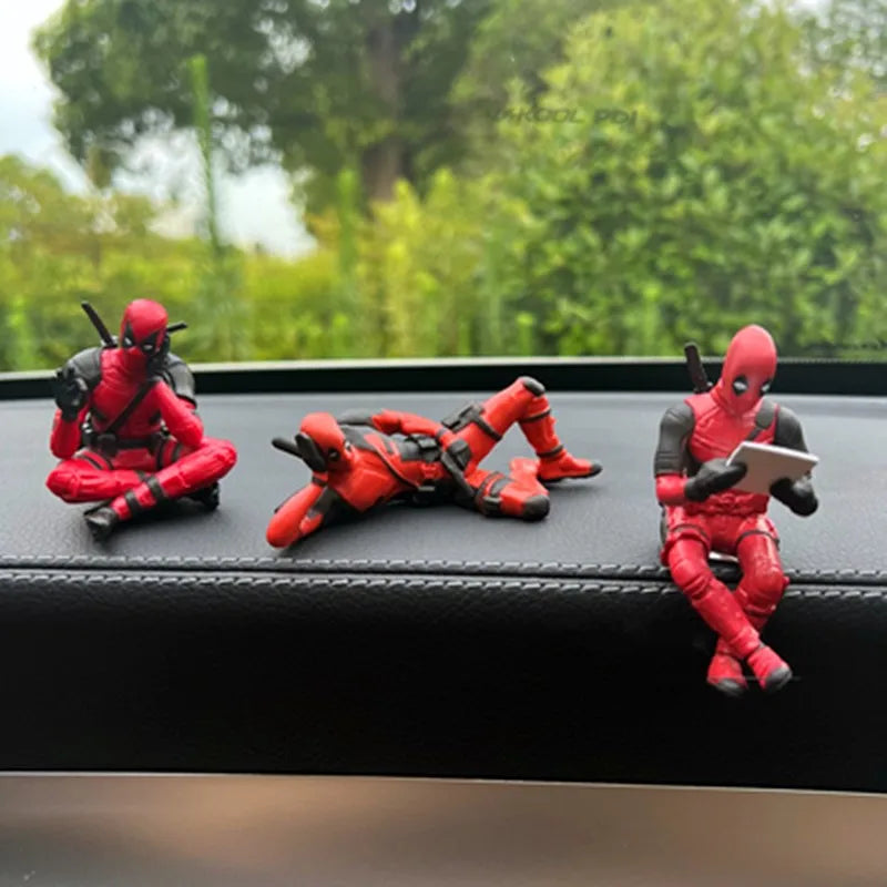 Anime Deadpool Action Figure Car Interior Decoration Toys Sitting Model Mini Figurine Pendant