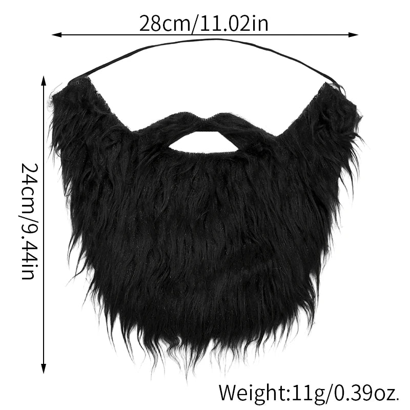 Fake Beard Mustache for Halloween Cosplay - Synthetic Facial Hair for Santa Viking Dwarf