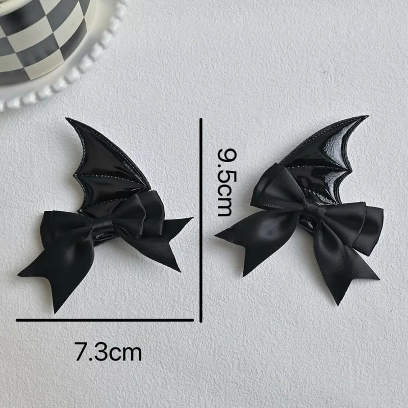 Halloween Devil Horn Bow Hair Clips & Bat Wing Hairpins for Cosplay